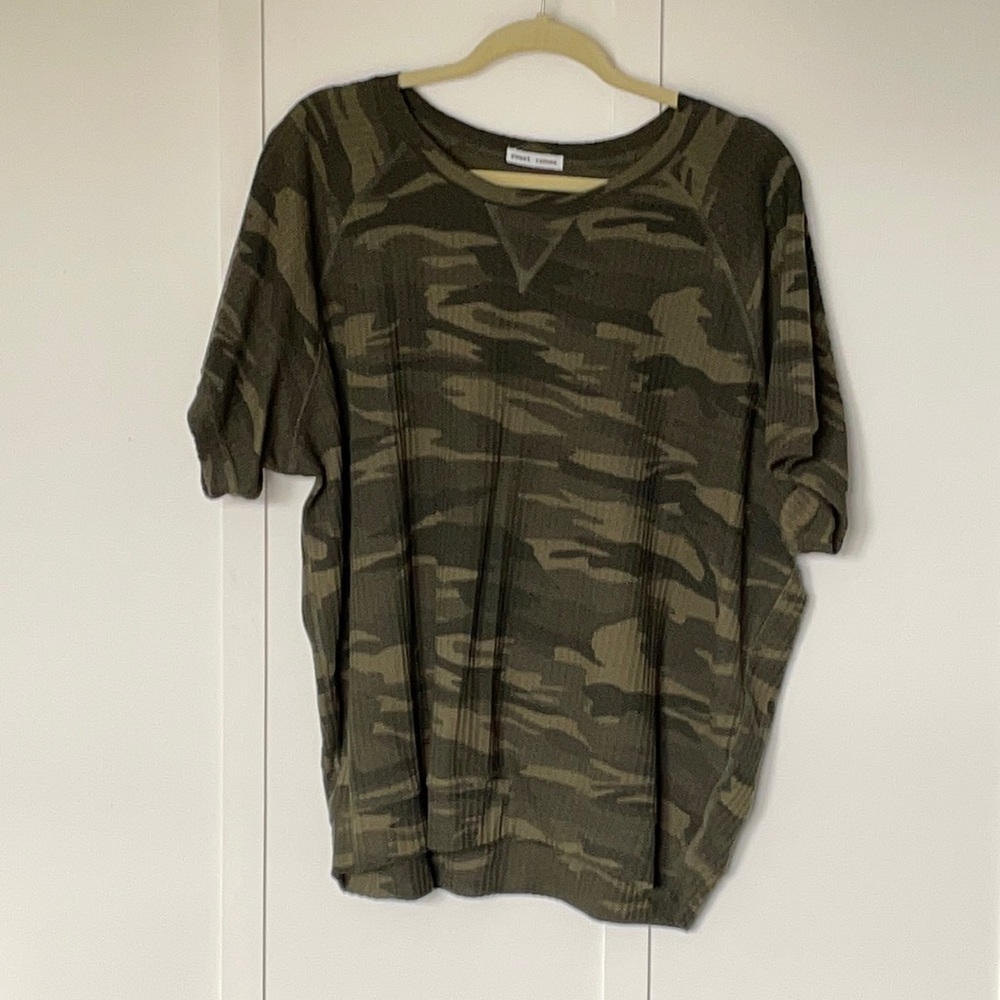Green Camo Waffle Knit Top